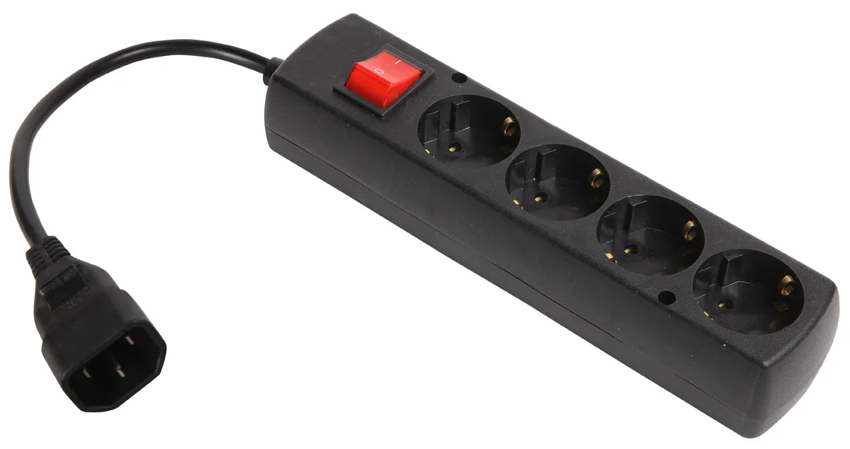 Adapter z wtykiem IEC C14 męskim przewód 3x1mm2 H05VV-F z gniazdem quadruple GN-470S WS